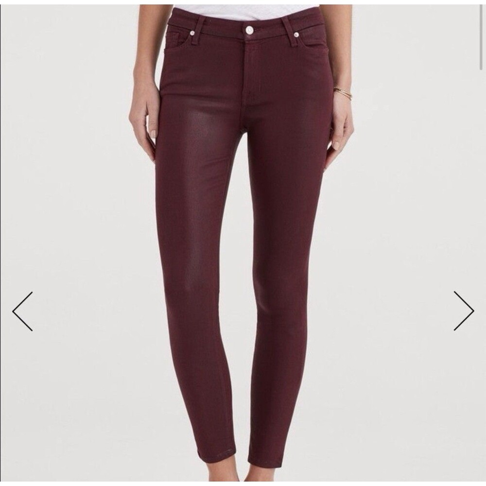 7 for all mankind Merlot/bordeaux coated skinny jeans woman's size 27